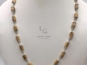 Radha Name Tulsi Mala with Silver Capping