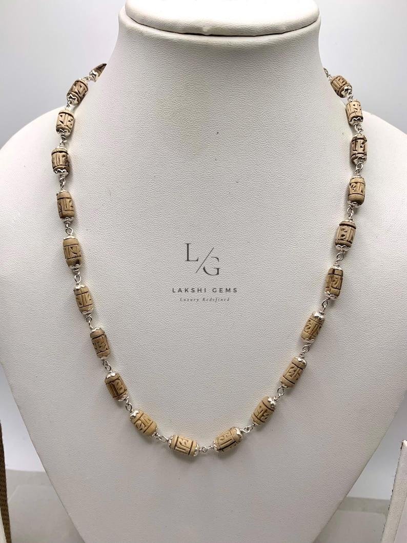 Radha Name Tulsi Mala with Silver Capping