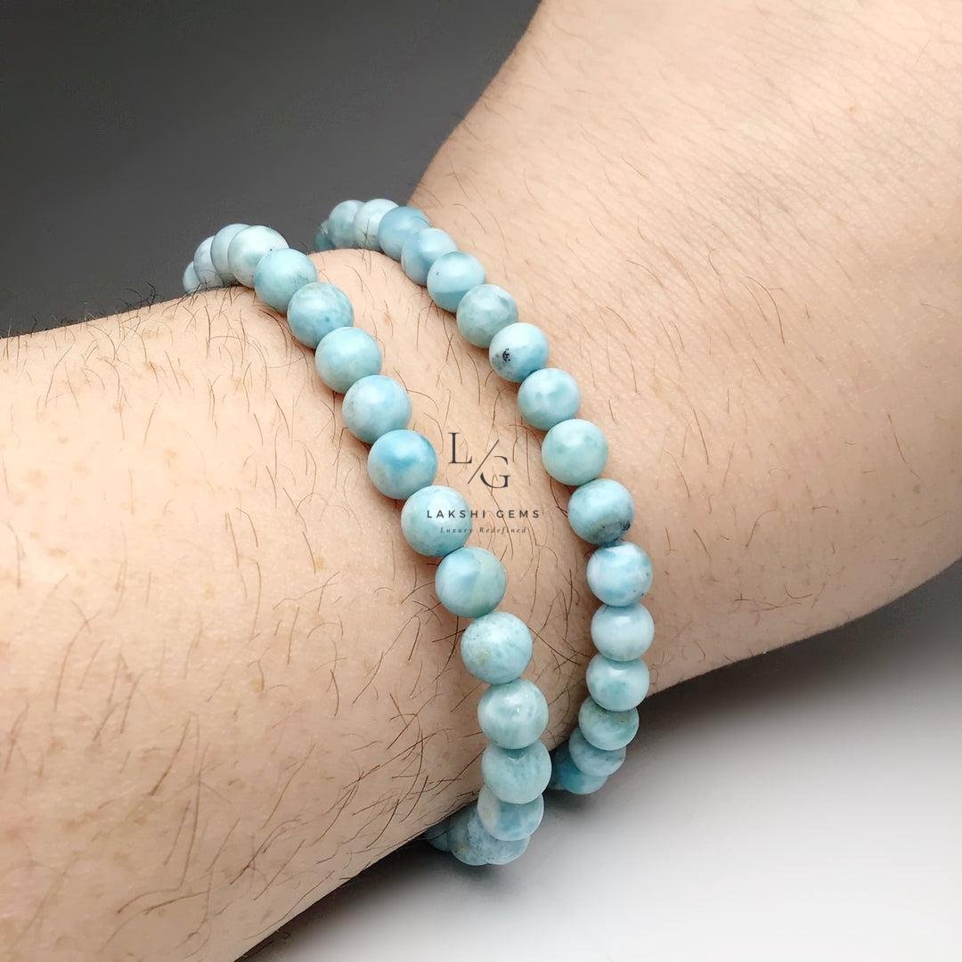 Larimar Beaded Bracelet 8mm - Image 2
